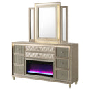 Lorient LED Dresser with LED Mirror and Flame Visualizer - Michael's Discount Furniture