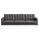 Loft Tufted Upholstered Faux Leather Sofa