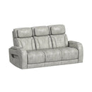 Prime Time P3 3PC Living Room Set with 7 Colors LED in Leather Gel Light Grey-Sofa, Loveseat & Recliner