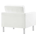 Loft Tufted Upholstered Faux Leather Armchair Set of 2