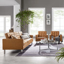 Loft 3 Piece Tufted Upholstered Faux Leather Set