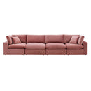 Commix Down Filled Overstuffed Performance Velvet 4-Seater Sofa