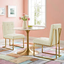 Privy Gold Stainless Steel Performance Velvet Dining Chair Set of 2
