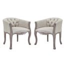 Crown Vintage French Upholstered Fabric Dining Armchair Set of 2