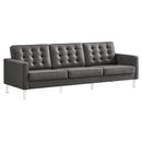 Loft Tufted Upholstered Faux Leather Sofa