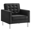 Loft Tufted Upholstered Faux Leather Armchair
