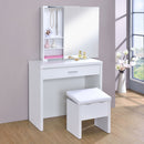 Harvey Makeup Vanity Table with Mirror and Stool - Michael's Discount Furniture