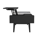 Lanette Coffee Table with White Marble and Lift-Top in Black