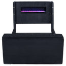 Tisdall Wingback TV Bed with Flame Visualizer - Michael's Discount Furniture