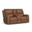 Linden Power Reclining Loveseat with Console & Power Headrests & Lumbar - 5000005147 - Michael's Discount Furniture