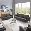 Loft Tufted Upholstered Faux Leather Sofa and Loveseat Set