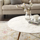 Lippa 36" Round Artificial Marble Coffee Table with Tripod Base