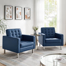 Loft Tufted Upholstered Faux Leather Armchair Set of 2