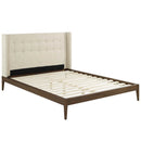 Hadley Queen Wingback Upholstered Polyester Fabric Platform Bed
