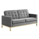 Loft Gold Stainless Steel Leg Performance Velvet Loveseat