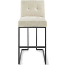 Privy Black Stainless Steel Upholstered Fabric Bar Stool