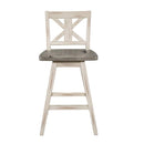 Amsonia Swivel Counter Height Chair in Gray and White (Set of 2)
