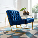 Bequest Gold Stainless Steel Performance Velvet Accent Chair