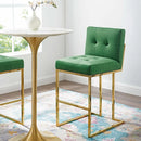 Privy Gold Stainless Steel Performance Velvet Bar Stool