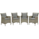 Conduit Outdoor Patio Wicker Rattan Dining Armchair Set of 4