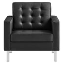 Loft Tufted Upholstered Faux Leather Armchair