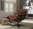 Gandy Antique Red Top Grain Leather Chair & Ottoman (2Pc Pk)