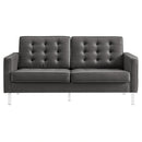 Loft Tufted Upholstered Faux Leather Loveseat