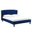 Penelope Tufted Wingback Queen Performance Velvet Platform Bed