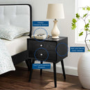 Ember Wood Nightstand With USB Ports