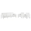 Loft 3 Piece Tufted Upholstered Faux Leather Set