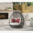 Playa Twin Egg Chair - Dark Grey and Olefin Beige with 3 Pillows