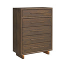 Brisbane UPH Bedroom Set with Boucle Beige and LED in Brown