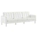 Loft Tufted Upholstered Faux Leather Sofa