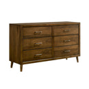 Malibu Bedroom Set with 2 Nightstands in Walnut