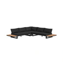 Cabana Three Piece Outdoor Living Set with Dark Grey Olefin in Black