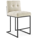 Privy Black Stainless Steel Upholstered Fabric Counter Stool Set of 2
