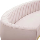 Enthusiastic Vertical Channel Tufted Curved Performance Velvet Sofa