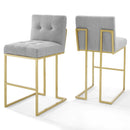 Privy Gold Stainless Steel Performance Velvet Bar Stool Set of 2