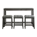 Oak Lawn Charcoal Grey Bar Table Single Pack (Table + 3 Grey Fabric Stools)