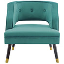 Traipse Button Tufted Open Back Performance Velvet Armchair