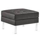 Loft Tufted Upholstered Faux Leather Ottoman