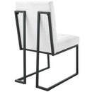 Privy Black Stainless Steel Upholstered Fabric Dining Chair Set of 2