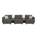 Options One 8PC Living Room Set in Palmer Plus Ash with Media Console