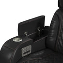Prime Time P3 Recliner with LED and wireless charger pocket in Jett Black with Red Stitching
