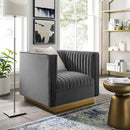 Sanguine Vertical Channel Tufted Accent Performance Velvet Armchair