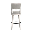 Rogen Rustic Swivel Bar Stool with Grey Fabric in Rustic White (2 Per Carton)
