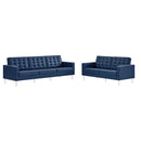 Loft Tufted Upholstered Faux Leather Sofa and Loveseat Set