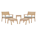 Breton 5 Piece Outdoor Patio Ash Wood Set