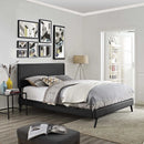 Macie Full Vinyl Platform Bed with Round Splayed Legs