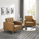 Loft Tufted Upholstered Faux Leather Armchair Set of 2